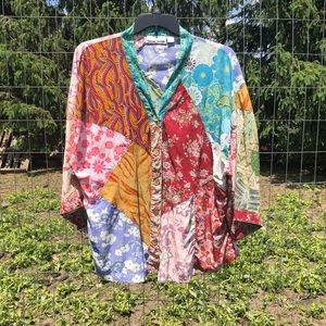 Sacred Threads Bohemian Patchwork Blouse 2X